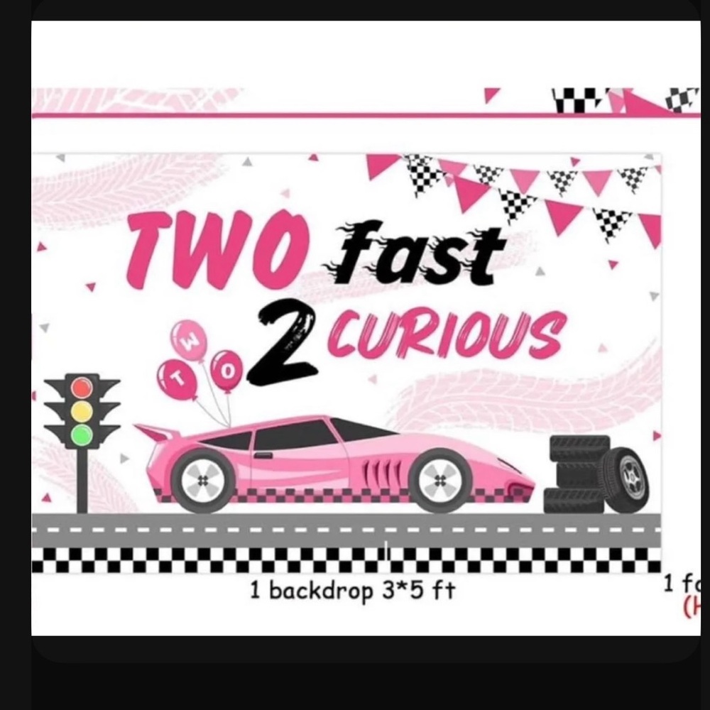 (2) 3.5 ft. Pink Race Car Backdrops
